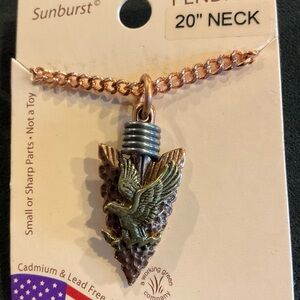 Bronze Eagle Arrowhead Pendant Necklace